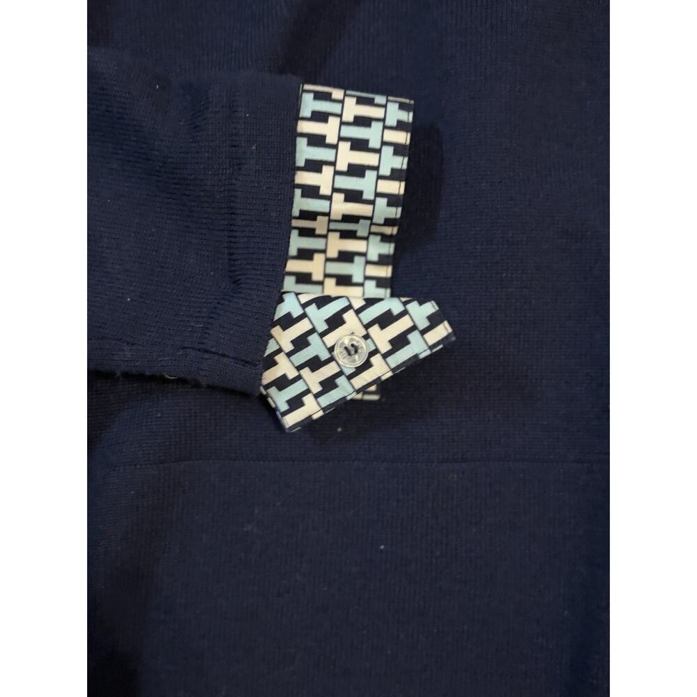 Tory Burch 100% Wool Layered Collar Sweater Womens Small Navy Preppy Golf - Picture 3 of 11